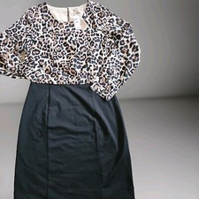 NWT Banana Republic Petite Black Leopard Animal Print Cocktail Dress SZ 6P C30