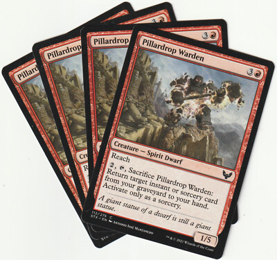   4 MAGIC The Gathering PILLARDROP WARDEN Red Creature PLAYSET STX/EN NM/EX
