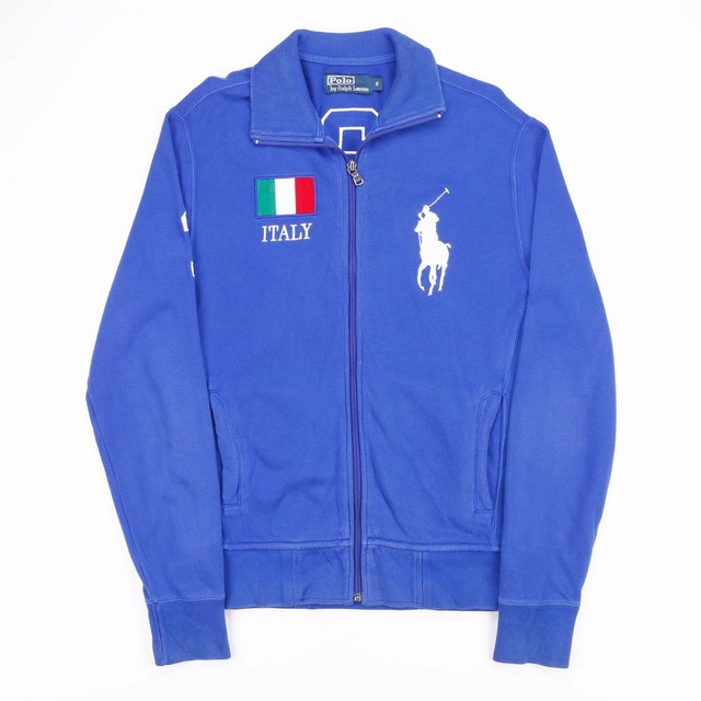 Vintage Polo Ralph Lauren Blue Italy Zip up Casual Track Jacket Mens Size Small for sale online 