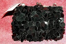 Vintage Small Black Sequin Purse Evening Bag NOS