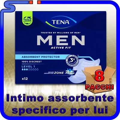 8 TENA MEN PROTEZIONE ASSORBENTE PER UOMO LEVEL 1 CONFEZIONE 12 PEZZI ASSORBENTI
