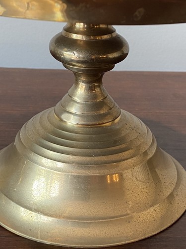 Vtg Large Brass Pillar Candle Holders Sadek India Pedestal Set of 3 Graduated - Picture 5 of 12
