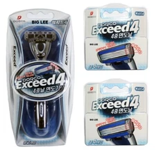 Dorco Exceed 4 Razor Handle + 10 Cartridges Refills 4 Blade Men Shaving Set