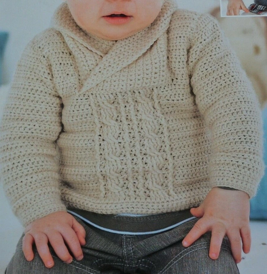 (27) Baby Children Round-Neck Collared Sweaters Crochet Pattern Sizes 0-7 Years - Image 3 of 3