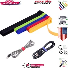 Multi-Purpose 60 Pcs Hook & Loop Cable Management Straps - Durable & Reusable