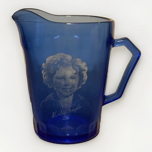 Vintage Shirley Temple Cobalt Blue Depression Glass 4.5" Pitcher/ Creamer 