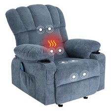 Home Office Reclining Massage Heating Sofa Chair Recliner with USB  Side Pocket