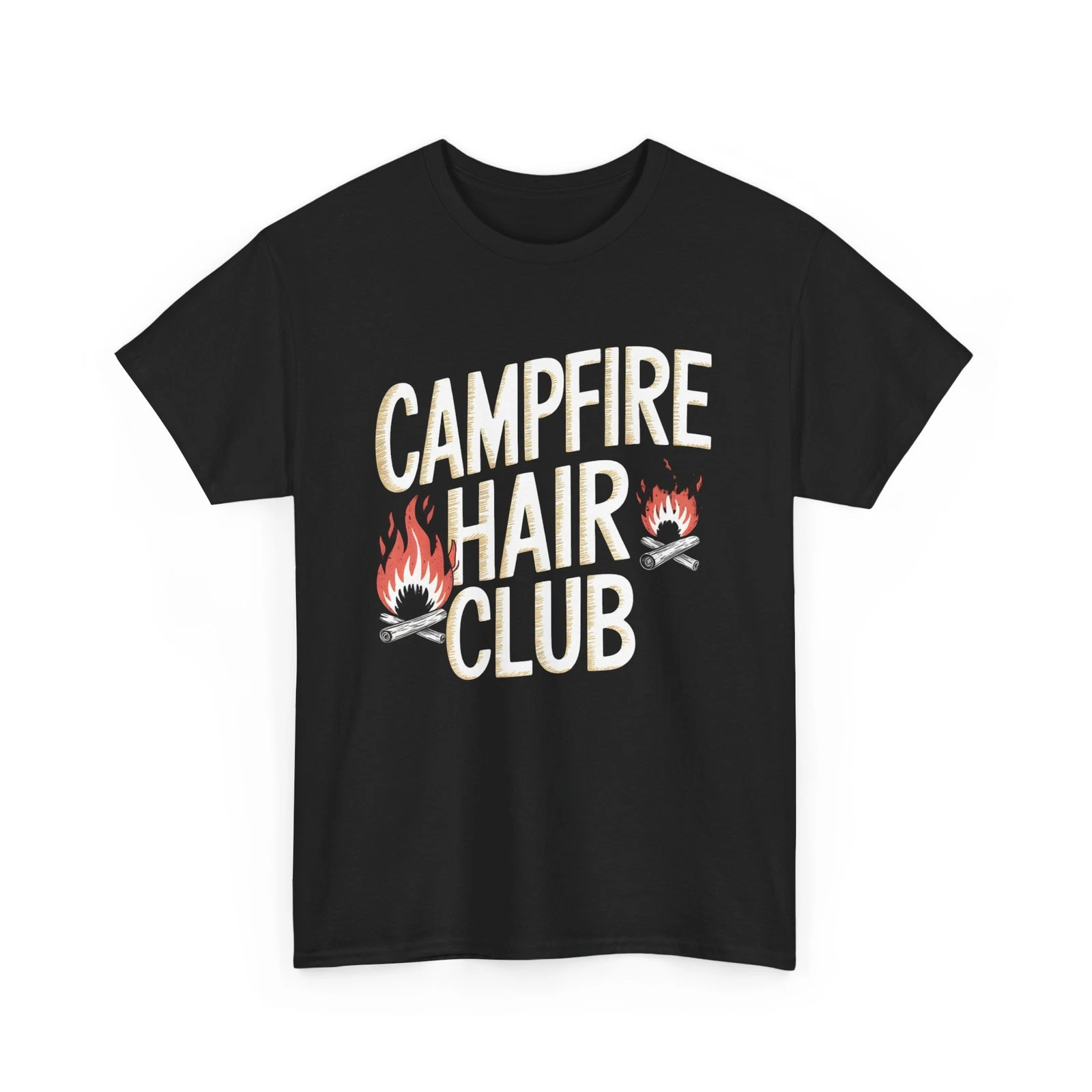 Campfire Hair Club T-Shirt Unisex Funny Camping Bonfire Outdoors Graphic Tee