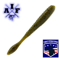 4” 20ct Green Pumpkin Magic flat worm Drop Shot Ned Rig soft plastic bait