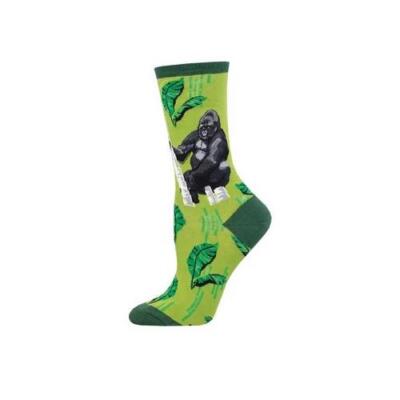 Socksmith Damensocken grün Grafik Baumwolle Crew Gorilla Design Neuheit UK 3 8