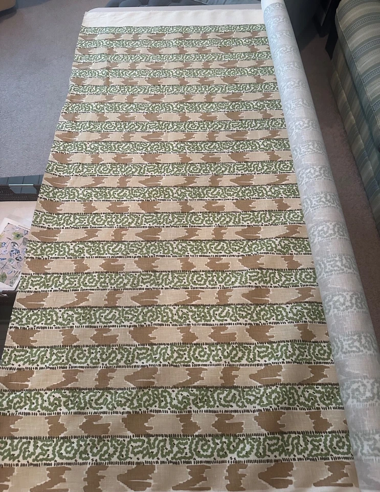 Tela Cuadrilla/China Mar - Raya Bijou - Marrón, beige y verde 3 yardas totales Foto 2 de 4