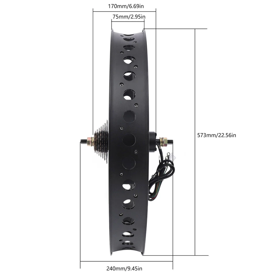 Kit de rueda de nieve de conversión de motor de buje trasero para bicicleta Ebike Fat Tire para 26"48V 1500W Foto 2 de 4