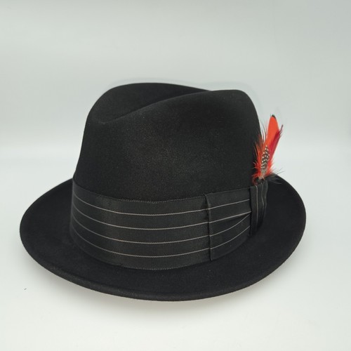 Resistol Herren 737 schwarz Trilby Fedora Hut Größe 6 7/8 selbstkonform mit Hutschachtel - Bild 19 von 24