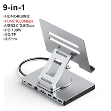 9-In-1 Tablet Docking Station USB C HUB Type C to HDMI2.0 4K 60Hz USB 3.0 5Gbps 