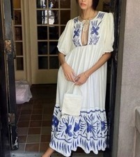 Urban Outfitters In The Meadow Maxi Dress Women’s Size S White Embroidered Boho
