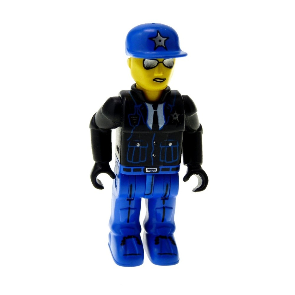 1x Lego Figure 4 Juniors Jack Stone Man Policeman Black Blue Star js012