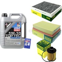 Mann Inspektionspaket 5L Liqui Moly Top Tec 5W-30 FüR Chevrolet Aveo SchräGheck