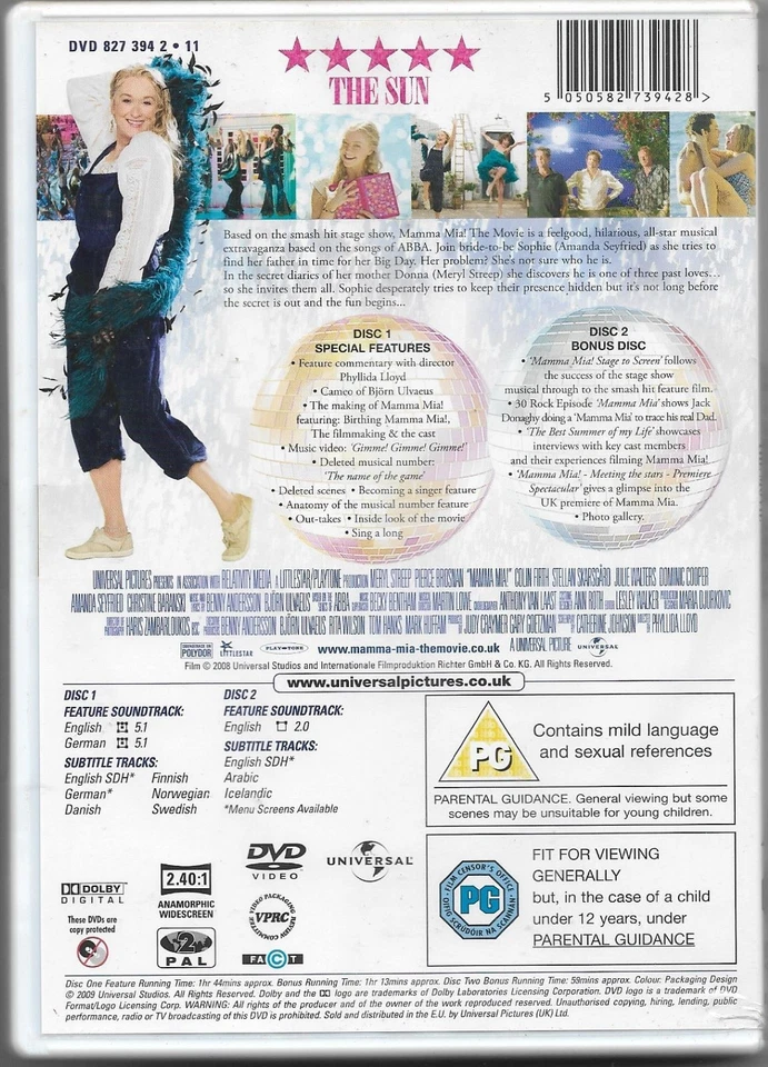 Mamma Mia! DOUBLE DVD POSTED 48 HOURS TRACKED - Image 2 of 2