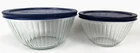 SET of 2  w/Lids Pyrex Clear Navy Nesting Bowls 7401-S (3-Cup) & 7402-S (6-Cup)