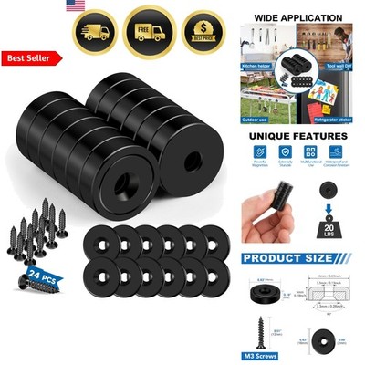 Magnets 20lbs Strong Neodymium Rare Earth Magnets 12Pack with Screws Black