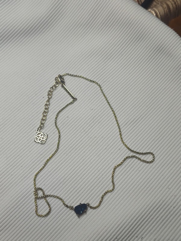 Kendra Scott Gold Chain Necklace with Blue Pendant