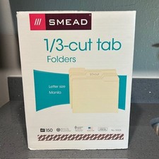 Smead File Folders Letter Sized 1/3-Cut Tab 3 Positions Letter Size Manila 150ct