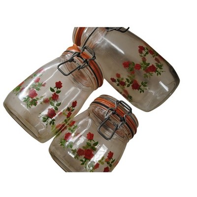 Vintage Rose Glass Canister Set (3 included)