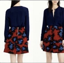 New W/O Tags J. Crew Red Black Blue A-Line Firework Floral Skirt C0118 Sz 6
