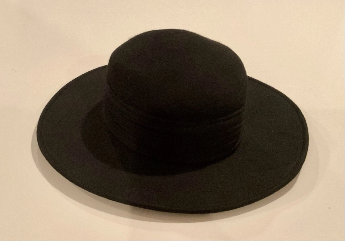 Vintage Laura Ashley Wool Wide Brim Brown Hat Bronze Bow Made in Great Britain Fox River Revisited Cloche main image 2