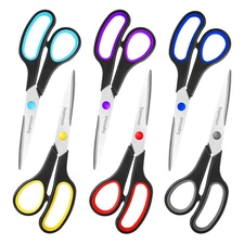 6 PCS Scissors Set 8 Inch All Purpose Sharp Blade Comfort Grip Office School