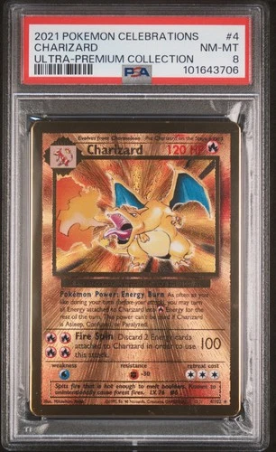 Charizard Pokemon Celebrations Ultra-Premium Collection #4 PSA 8 Metal Card