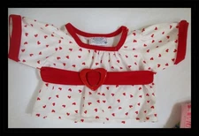 Build A Bear Workshop White & Red Heart Top with Red Belt