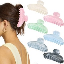 6 Pack Hair Claw Clips for Women Large NonSlip Claws for Thick Thin Hair, Cu...