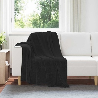 Wohndecke schwarz Fleece 150x130 cm leicht tragbar kuschelig Wohndeko Überwurf