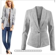 Cabi Linen Blend Beachwalk Blazer Style 215 Women's Size 2 Gray Outdoor Chic