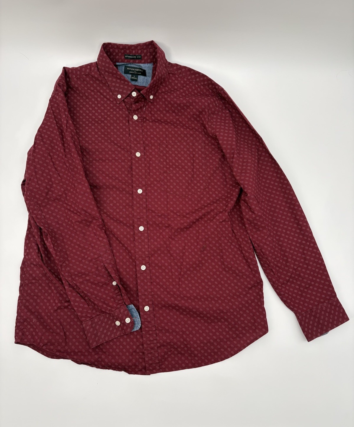 Banana Republic Red Patterned Button Down Standar… - image 1