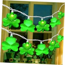 20LED St Patrick's Day Decor String Lights, 12Ft Shamrock Lights Outdoor Green