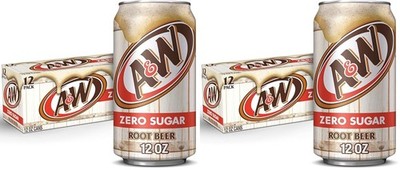 (24 Pack) A&W Zero Sugar Root Beer Diet Soda Soft Drink, Caffeine Free, 12 Fl Oz
