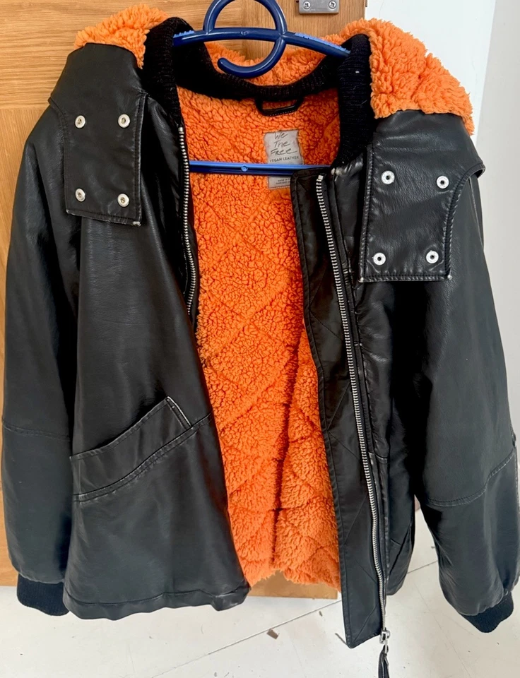 Chaqueta de Cuero Vegano Negra We The Free People Moxy Trapeze Talla S ¡Nueva! Foto 4 de 4