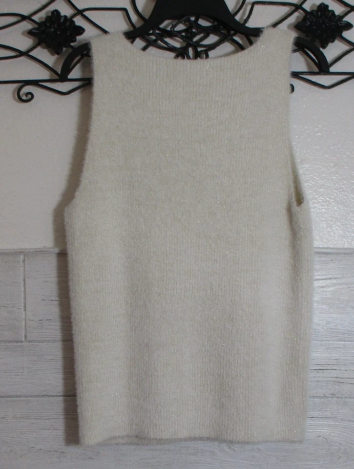 Top de punto suave Loft para mujer talla L marfil sin mangas cuello en V Foto 2 de 4