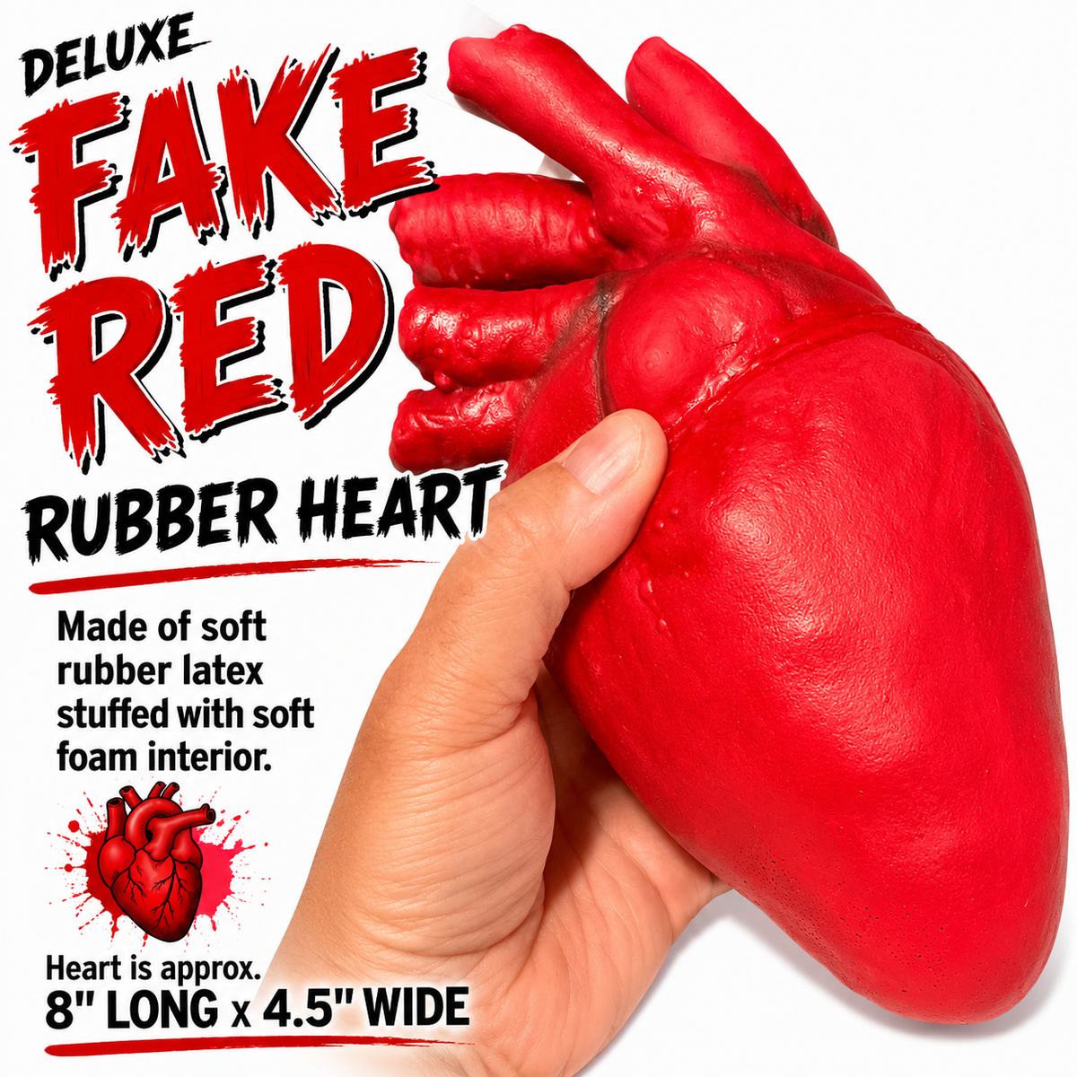 Deluxe BLOODY RED RUBBER HEART Realistic Latex Fake Halloween Prop