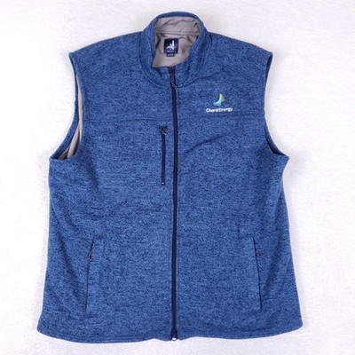 johnnie-O Wes Fleece Vest Mens XL Blue Heathered Full Zip Chord Energy Golf