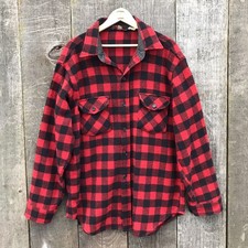 Vintage Orvis Wool Blend Buffalo Check Flannel Button Up Shirt USA Made Large