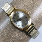 Vintage Timex Women Dress Gold Expansion Oval Mechanical Wind 17mm Watch 5 3/4"