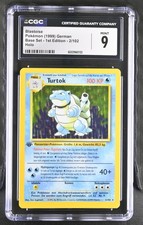 CGC 9 MINT Turtok Blastoise 2/102 Base Set 1st Edition Holo German Pokemon Card