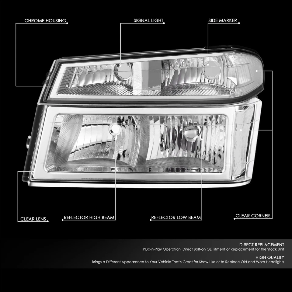 Faros esquineros transparentes carcasa cromada para Chevy Colorado GMC Canyon 04-12 Foto 2 de 4