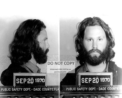 JIM MORRISON MUGSHOT ''THE DOORS'' LEAD SINGER - 8X10 PHOTO (BT-932)