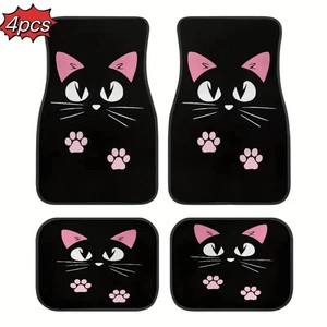 Ensemble de tapis de plancher de voiture 4PCS Universal Fit Tous les temps AntiSlip Chat à tapis lourd