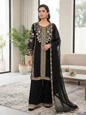Presenting New Roman Black Top Palazzo With Dupatta For Women Party Wear