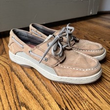 Sperry Top-Sider Billfish Youth 4M Tan Leather Mesh Boat Shoe